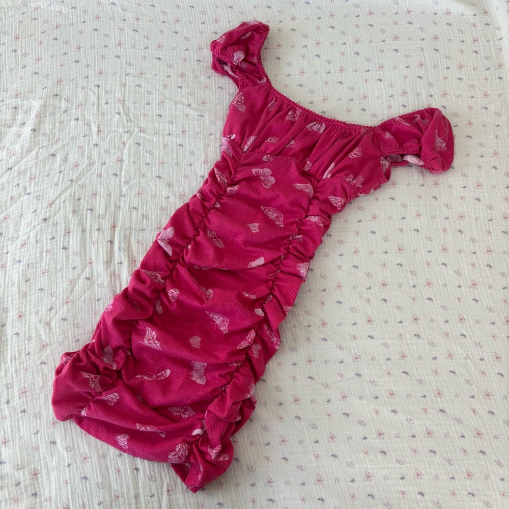 Urban Outfitters Pink Butterfly Mini Dress (S)